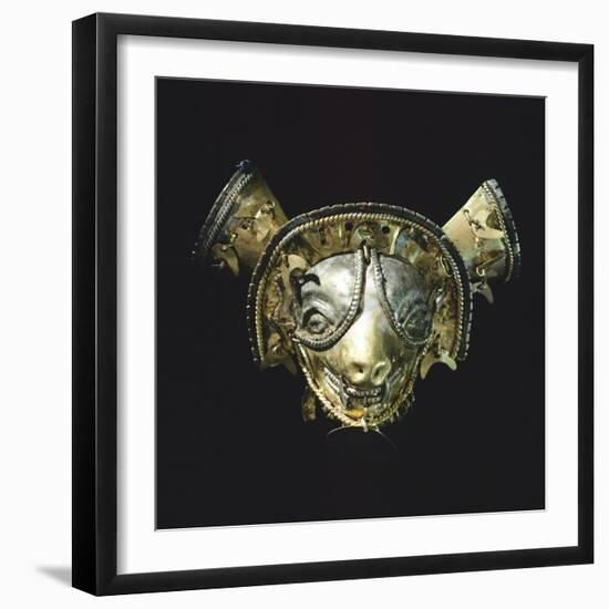 Gold Feline Mask with Platinum Eyes, Originating from La Tolita-null-Framed Premium Giclee Print