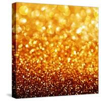 Gold Festive Background - Abstract Golden Christmas and New Year Bokeh Blinking Background-Subbotina Anna-Stretched Canvas