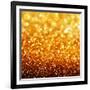 Gold Festive Background - Abstract Golden Christmas and New Year Bokeh Blinking Background-Subbotina Anna-Framed Art Print