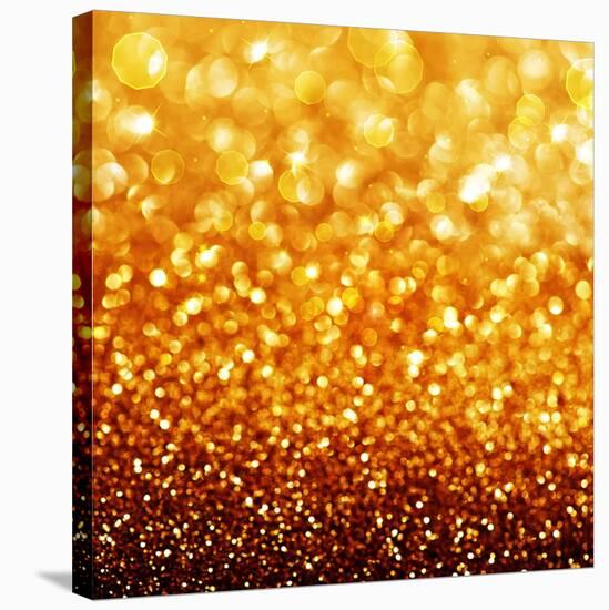 Gold Festive Background - Abstract Golden Christmas and New Year Bokeh Blinking Background-Subbotina Anna-Stretched Canvas