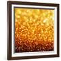 Gold Festive Background - Abstract Golden Christmas and New Year Bokeh Blinking Background-Subbotina Anna-Framed Art Print