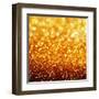 Gold Festive Background - Abstract Golden Christmas and New Year Bokeh Blinking Background-Subbotina Anna-Framed Art Print