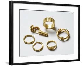 Gold Fibula, Earrings and Finger Rings from Carthage-null-Framed Photographic Print