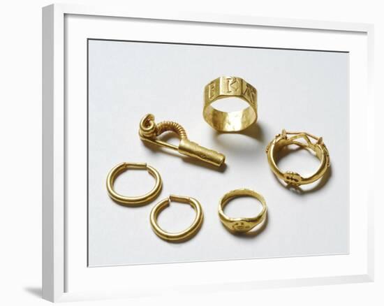 Gold Fibula, Earrings and Finger Rings from Carthage-null-Framed Photographic Print