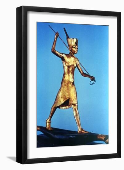 Gold Figure of King Tutankhamun Standing on a Reed Boat and Spearing Fish, 14th Century Bc-null-Framed Photographic Print