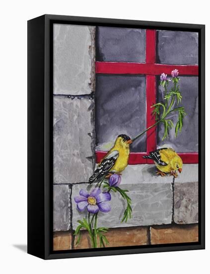 Gold Finches-Charlsie Kelly-Framed Stretched Canvas