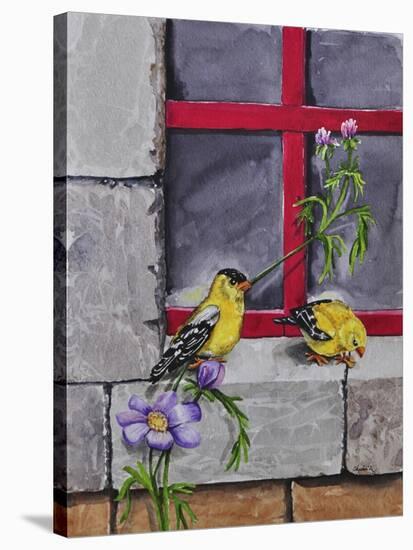 Gold Finches-Charlsie Kelly-Stretched Canvas