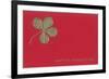 Gold Four-Leaf Clover on Red-null-Framed Premium Giclee Print