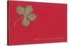 Gold Four-Leaf Clover on Red-null-Stretched Canvas