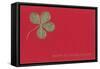 Gold Four-Leaf Clover on Red-null-Framed Stretched Canvas