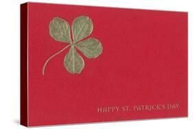 Gold Four-Leaf Clover on Red-null-Stretched Canvas