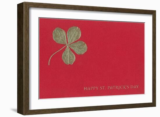 Gold Four-Leaf Clover on Red-null-Framed Art Print