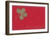 Gold Four-Leaf Clover on Red-null-Framed Art Print
