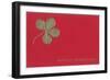 Gold Four-Leaf Clover on Red-null-Framed Art Print