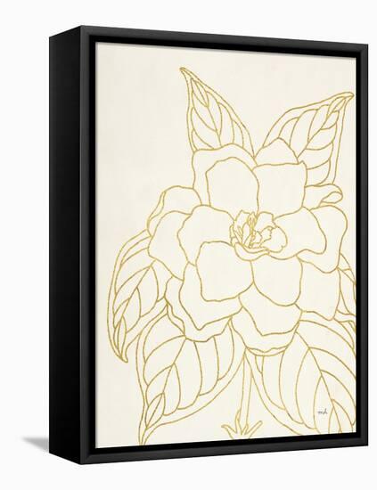 Gold Gardenia Line Drawing Crop-Moira Hershey-Framed Stretched Canvas