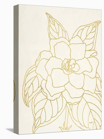 Gold Gardenia Line Drawing Crop-Moira Hershey-Stretched Canvas