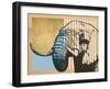 Gold Geometric Elephant II-Alonzo Saunders-Framed Art Print