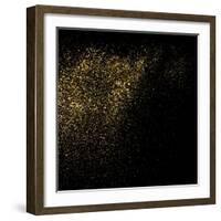 Gold Glitter Texture on a Black Background. Golden Explosion of Confetti. Golden Grainy Abstract Te-sergio34-Framed Art Print