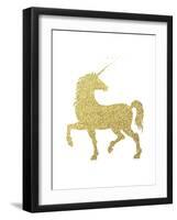 Gold Glitter Unicorn-Peach & Gold-Framed Art Print