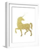 Gold Glitter Unicorn-Peach & Gold-Framed Art Print