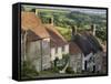Gold Hill, and View over Blackmore Vale, Shaftesbury, Dorset, England, United Kingdom, Europe-Neale Clarke-Framed Stretched Canvas