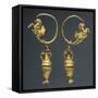 Gold Hoop Earrings with Pegasus and Amphora Styled Pendants-null-Framed Stretched Canvas