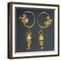 Gold Hoop Earrings with Pegasus and Amphora Styled Pendants-null-Framed Giclee Print