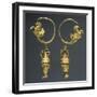 Gold Hoop Earrings with Pegasus and Amphora Styled Pendants-null-Framed Giclee Print