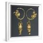 Gold Hoop Earrings with Pegasus and Amphora Styled Pendants-null-Framed Giclee Print