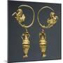 Gold Hoop Earrings with Pegasus and Amphora Styled Pendants-null-Mounted Giclee Print