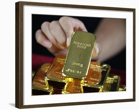 Gold Ingots, Frankfurt, Germany, Europe-Hans Peter Merten-Framed Photographic Print