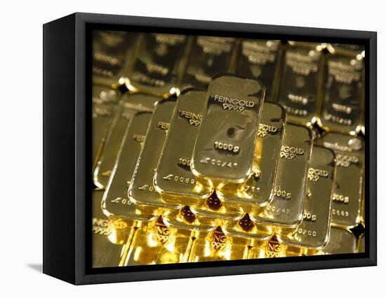 Gold Ingots, Frankfurt, Germany, Europe-Hans Peter Merten-Framed Stretched Canvas