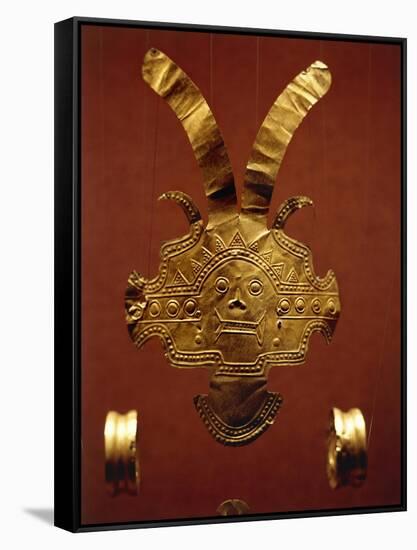 Gold-Leaf Breastplate Embossed and Hammered, Originating from Calima-null-Framed Stretched Canvas