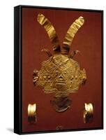 Gold-Leaf Breastplate Embossed and Hammered, Originating from Calima-null-Framed Stretched Canvas
