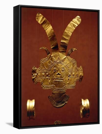 Gold-Leaf Breastplate Embossed and Hammered, Originating from Calima-null-Framed Stretched Canvas