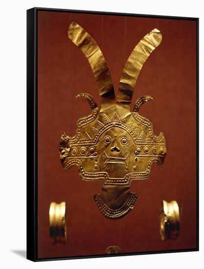 Gold-Leaf Breastplate Embossed and Hammered, Originating from Calima-null-Framed Stretched Canvas