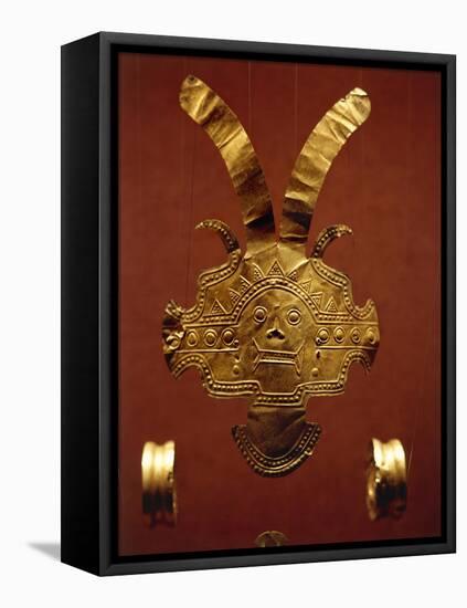 Gold-Leaf Breastplate Embossed and Hammered, Originating from Calima-null-Framed Stretched Canvas