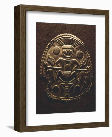 Gold-Leaf Breastplate Showing Anthropomorphic Figures and Two Heraldic Animals-null-Framed Giclee Print