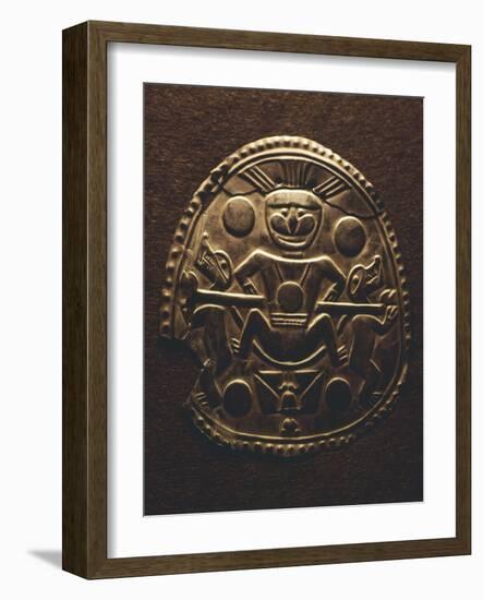 Gold-Leaf Breastplate Showing Anthropomorphic Figures and Two Heraldic Animals-null-Framed Giclee Print