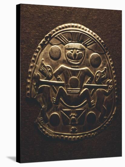 Gold-Leaf Breastplate Showing Anthropomorphic Figures and Two Heraldic Animals-null-Stretched Canvas
