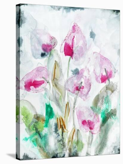 Gold leaf Cyclamen 1-Li Bo-Stretched Canvas