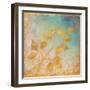 Gold Leaves on Blues I-Michael Marcon-Framed Art Print