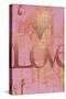 Gold Love and Heart on Pink-Tom Quartermaine-Stretched Canvas