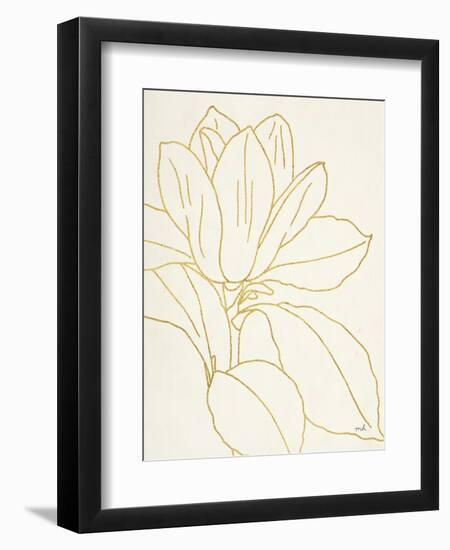 Gold Magnolia Line Drawing v2 Crop-Moira Hershey-Framed Art Print