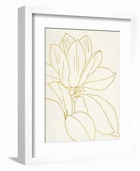 Gold Magnolia Line Drawing v2 Crop-Moira Hershey-Framed Art Print