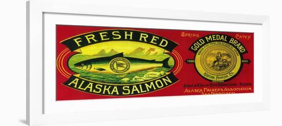 Gold Medal Salmon Can Label - Kodiak Island, AK-Lantern Press-Framed Art Print