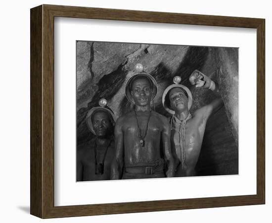 Gold Miners in Robinson Deep Diamond Mine Tunnel, Johannesburg, South Africa, 1950-Margaret Bourke-White-Framed Photographic Print