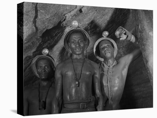 Gold Miners in Robinson Deep Diamond Mine Tunnel, Johannesburg, South Africa, 1950-Margaret Bourke-White-Stretched Canvas