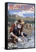 Gold Miners - Murphys, California-Lantern Press-Framed Stretched Canvas