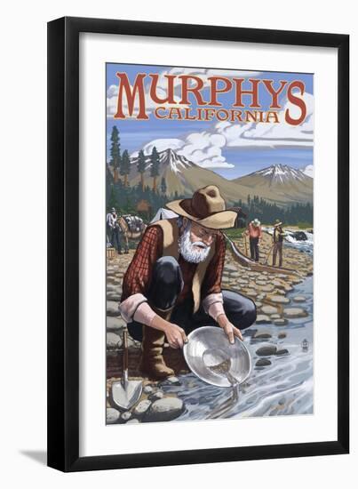 Gold Miners - Murphys, California-Lantern Press-Framed Art Print